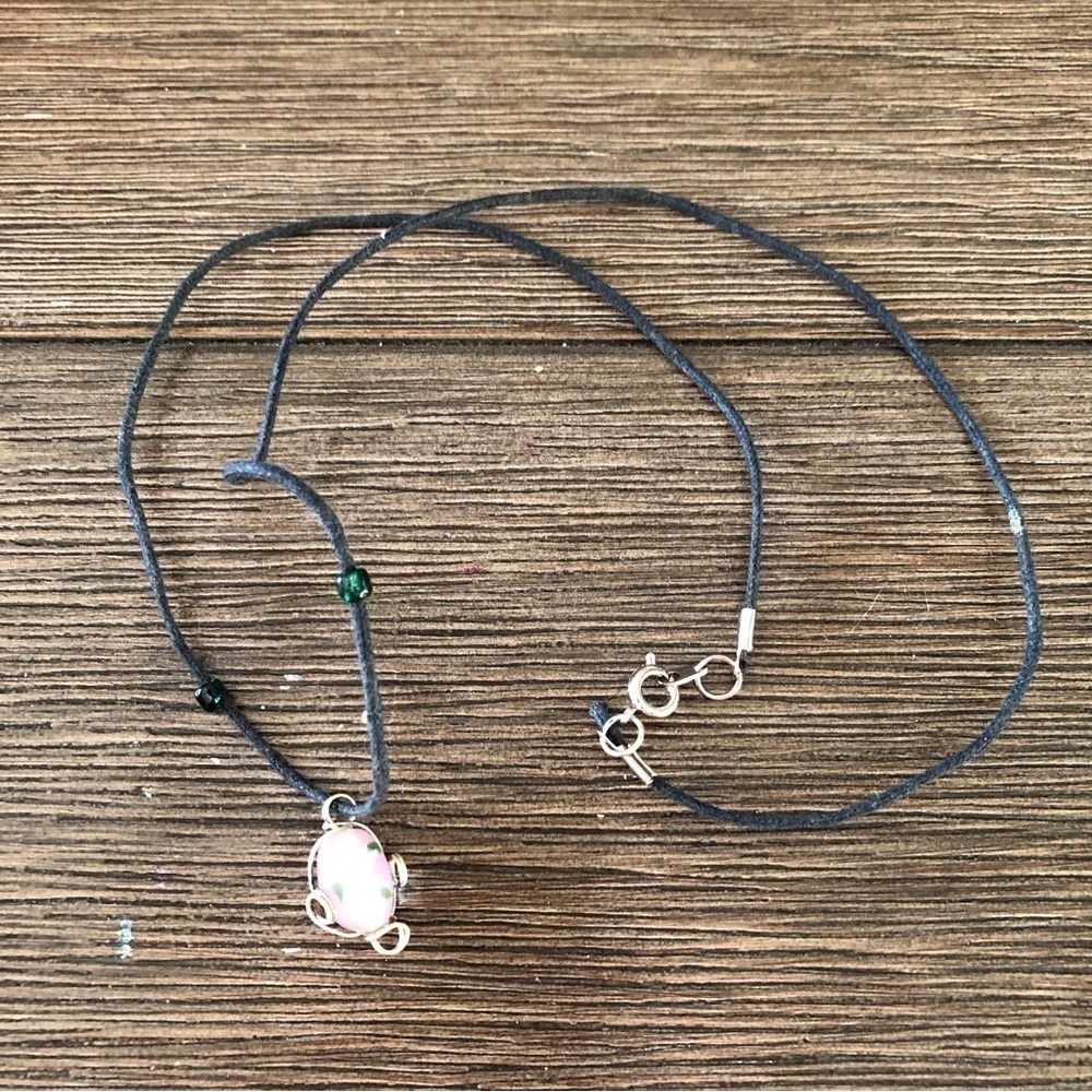 Sliver and pink cord necklace